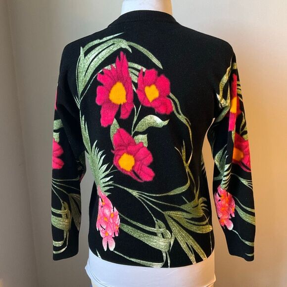 Tropical Floral Black Cardigan, Medium - Picture 11 of 11